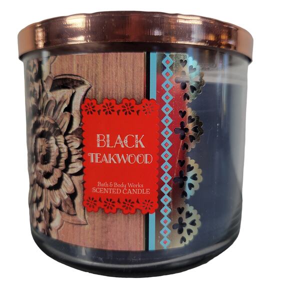 Bath & Body Works Black Teakwood 14.5 oz 3-Wick Scented Candle Limited Edition - Picture 1 of 10